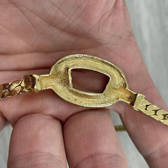 Vintage Golden tone and black enamel choker necklace - Picture 3 of 5